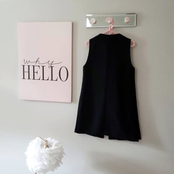 EUC Paraphrase black wool blend sleeveless long line vest w/ chrome rings - Picture 8 of 9